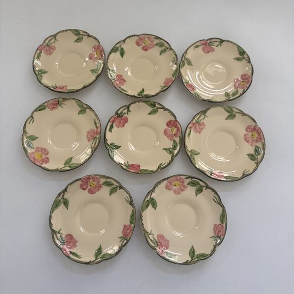 Vintage Franciscan Earthenware‎ Desert Rose Saucers Hand Painted USA Made SET 8 - Picture 2 of 9